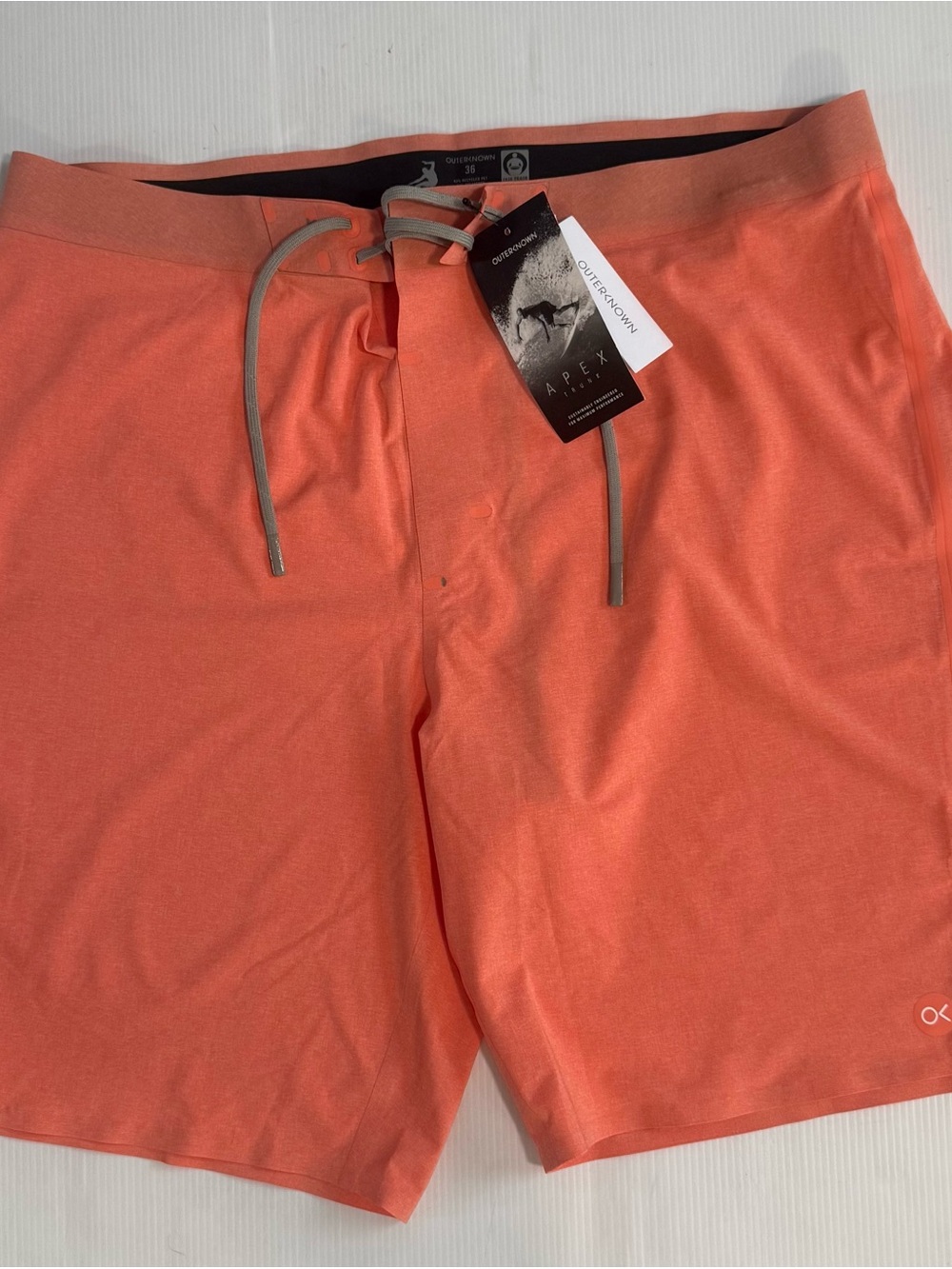 Outerknown Coral Men's Swim Board Shorts with Gray Drawstring